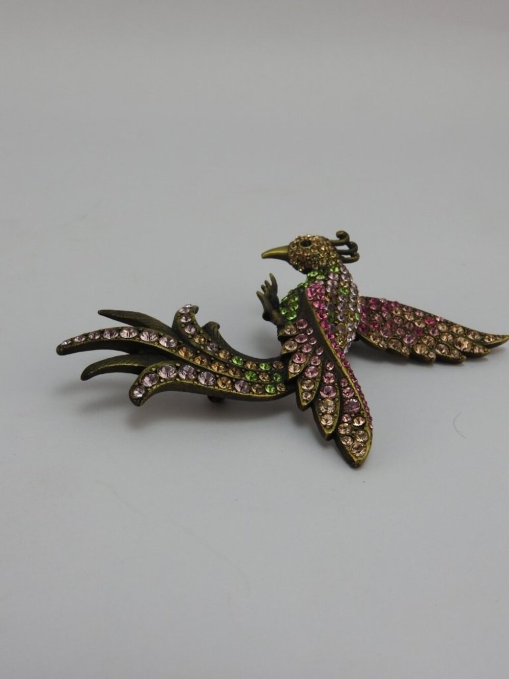 Jay Strongwater Crystal Exotic Bird of Paradise Lg Brooch Pin Multicolor 4" Box - Picture 14 of 16